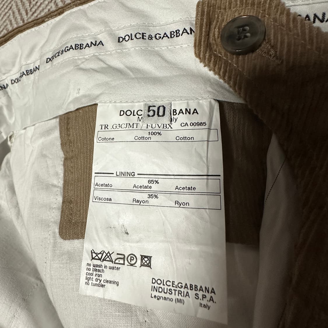 DOLCE & GABBANA italy made cordroy pants 상품이미지3