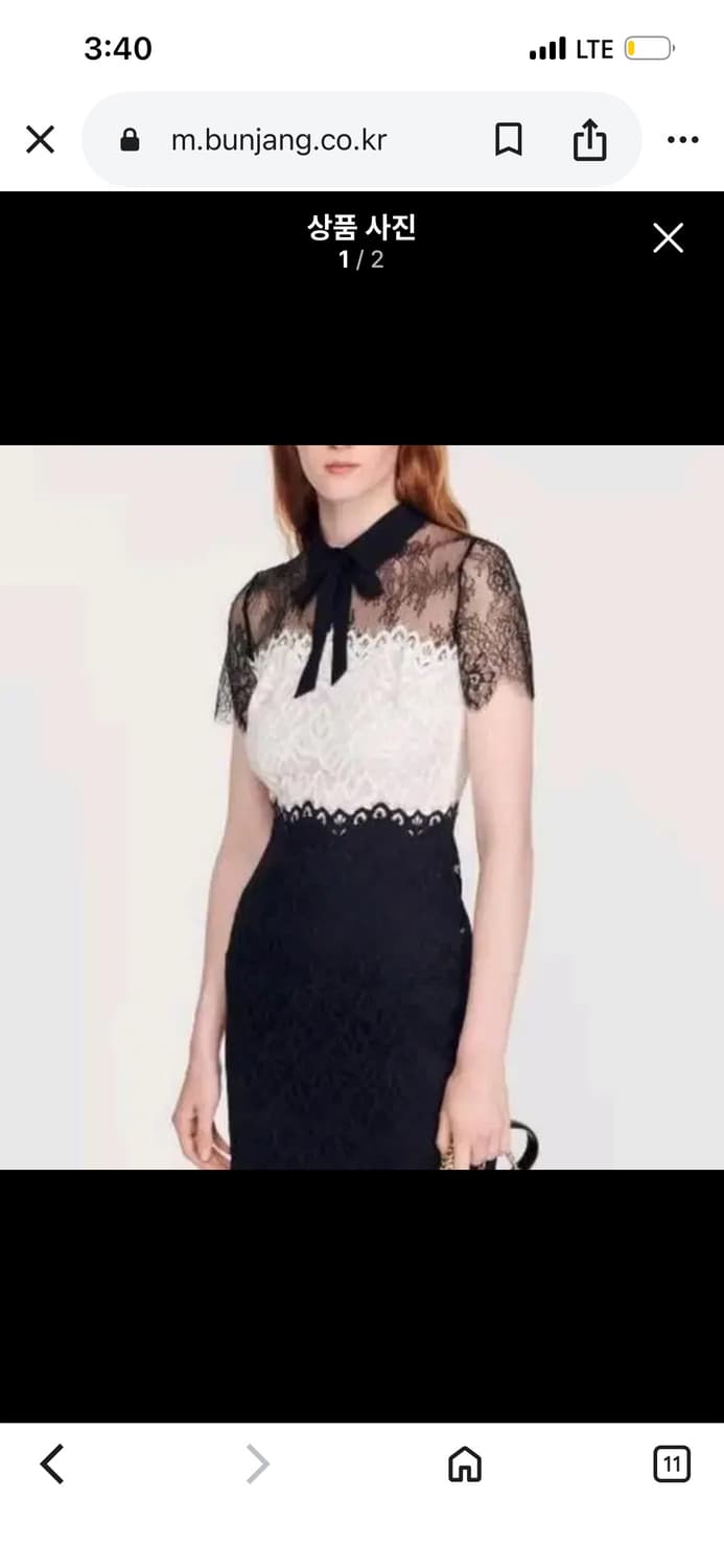 SANDRO SANDRO 산드로 로젠 레이스 투톤 드레스 웨딩스냅 2부  상품이미지8