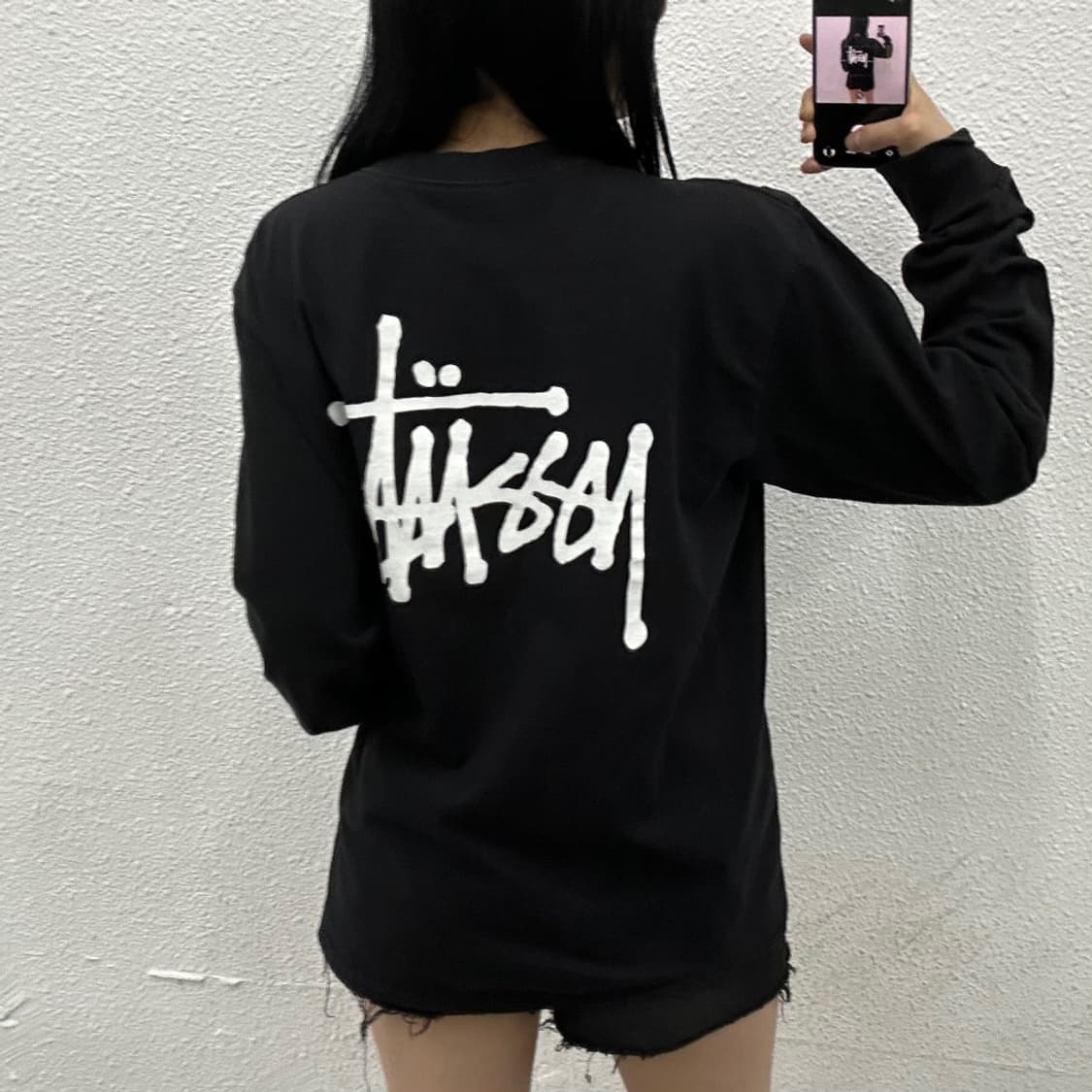 스투시 자수로고 블랙 롱슬리브 M 상품이미지1