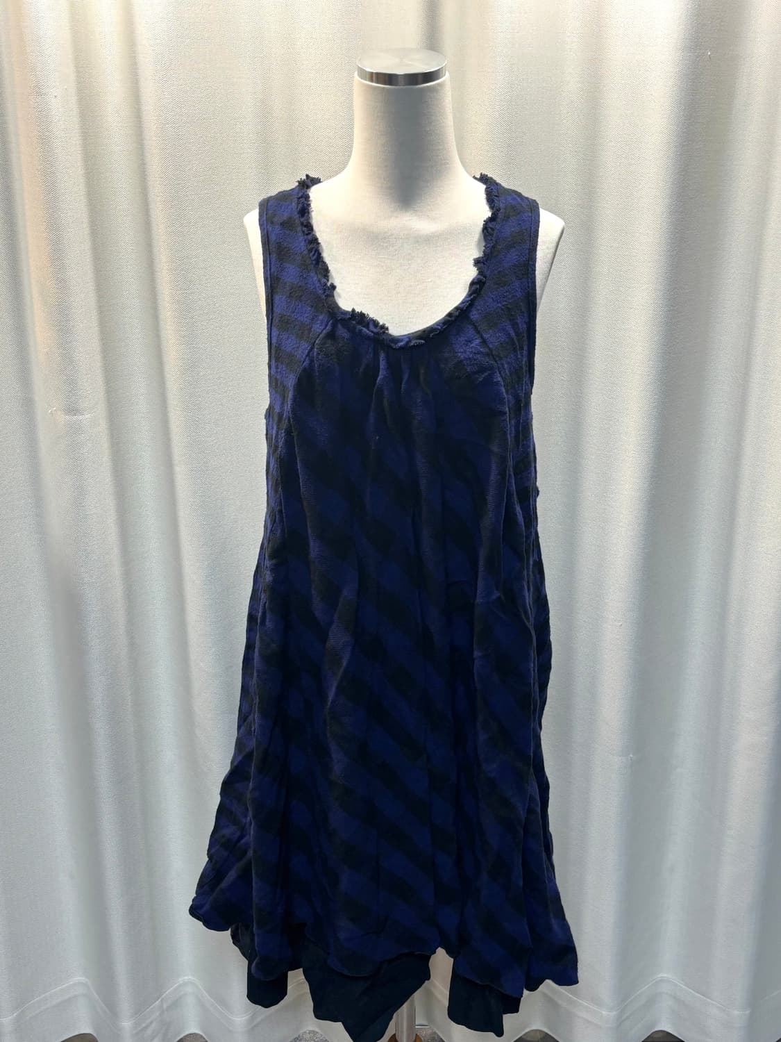 모리걸 블루블랙 체크 민소매 원피스 상품이미지1