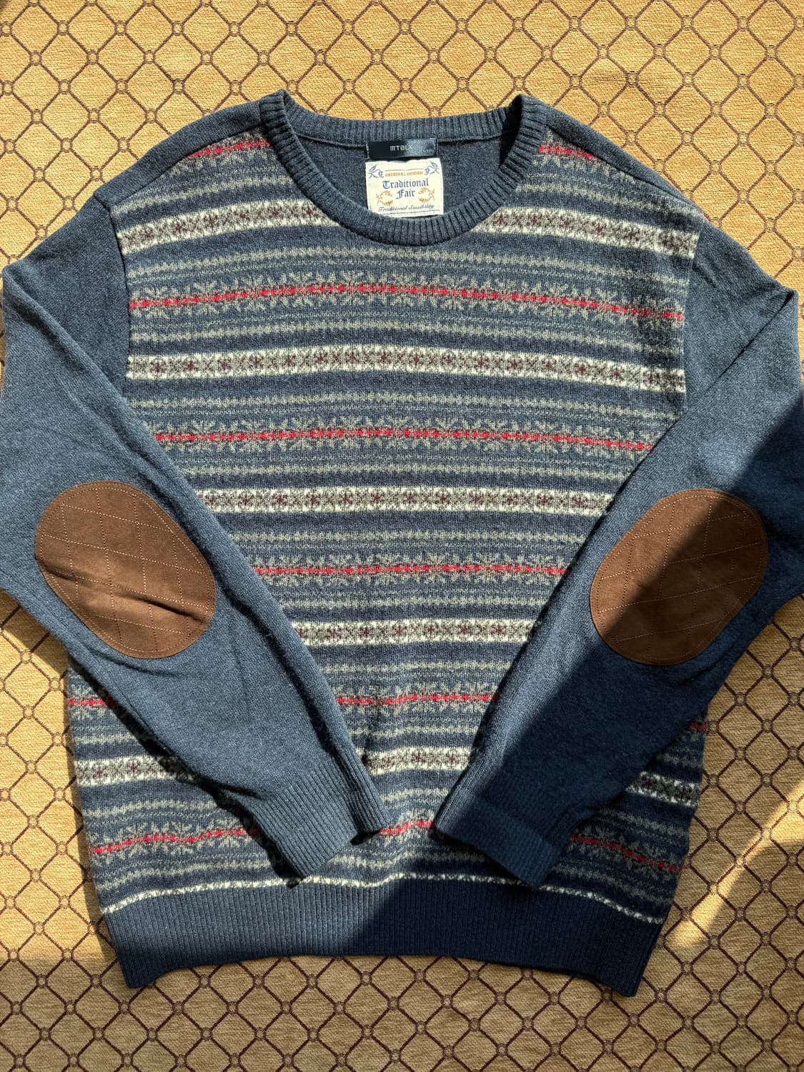 네이비 아가일 엘보우 패치 니트 상품이미지2