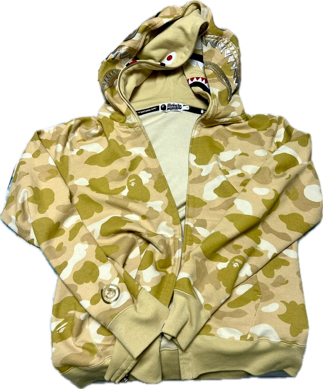 베이프 컬러 카모 더블 샤크 풀 집 후드 미스티드 옐로우 상품이미지2