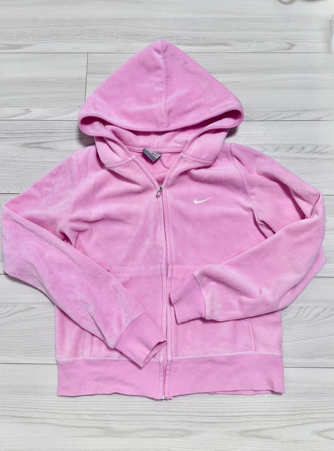 나이키 핑크 벨벳 후드집업 베이비 핑크 상품이미지1