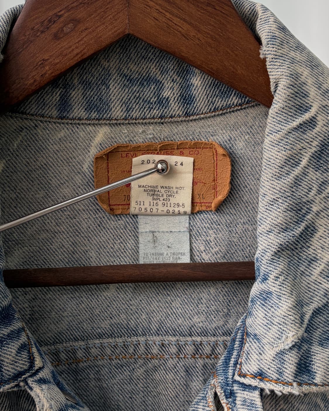 [XL]리바이스 USA 90s 빈티지 워싱 데님 트러커 자켓 상품이미지9