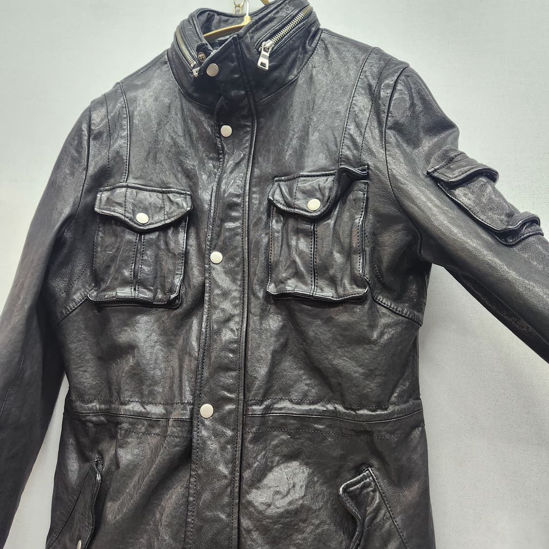 이태리 FRIENDS 양가죽100% 하이넥 가죽자켓  S 상품이미지3