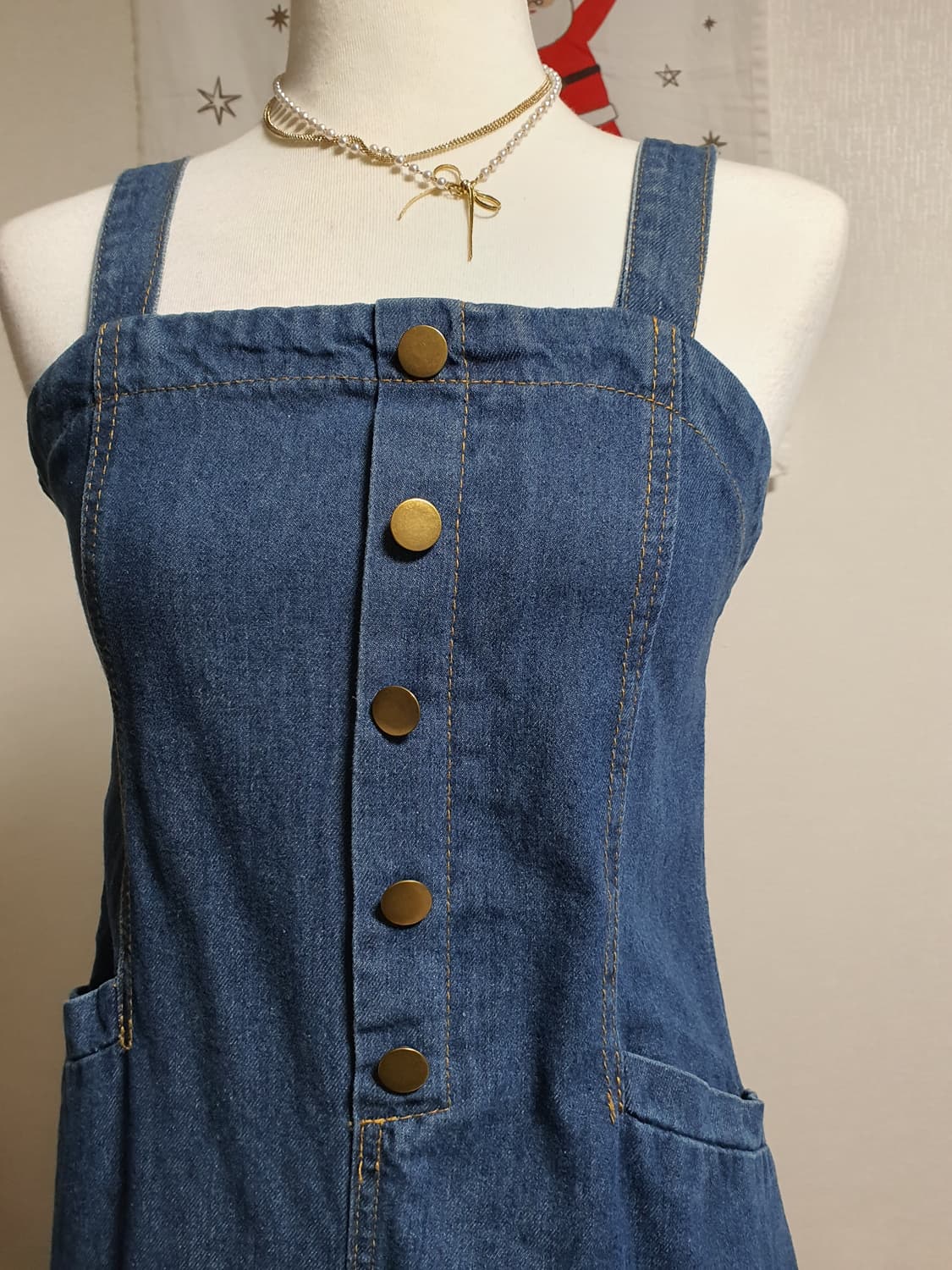 [빈티지] 데님 멜빵 롱 원피스 청멜빵 스커트 상품이미지2