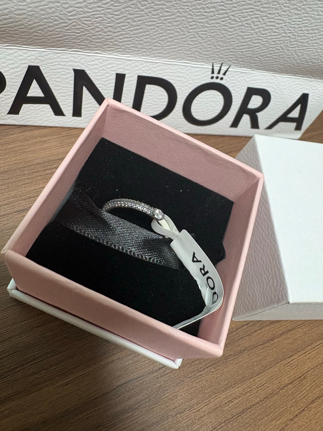 판도라 미 파베 & 화이트 듀얼 링 48사이즈 새제품 상품이미지2