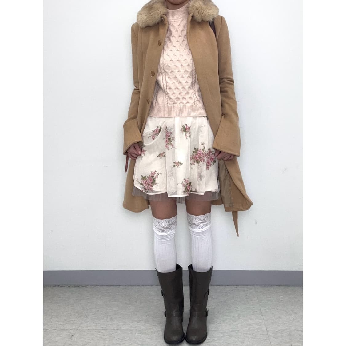 빈티지 갸루 롱 코트 아우터 상품이미지4