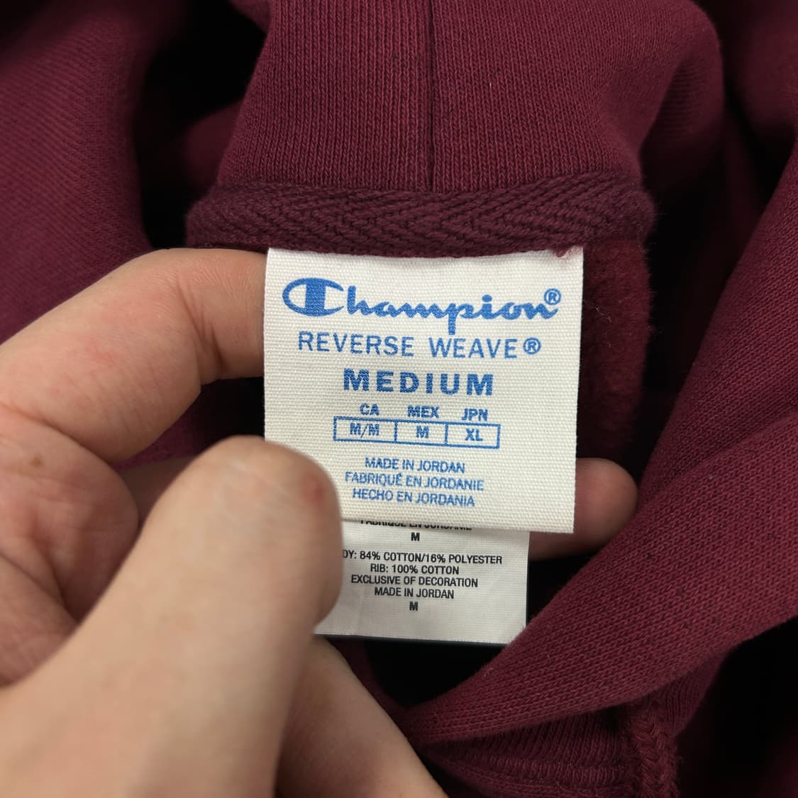 챔피온 리버스위브 버건디 후드(M) 상품이미지2