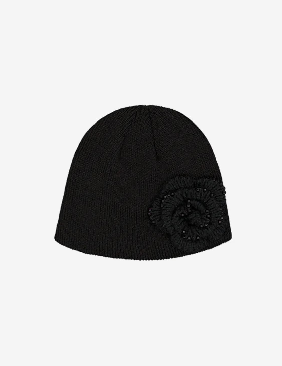 PEARL CORSAGE BEANIE / BLACK 상품이미지1