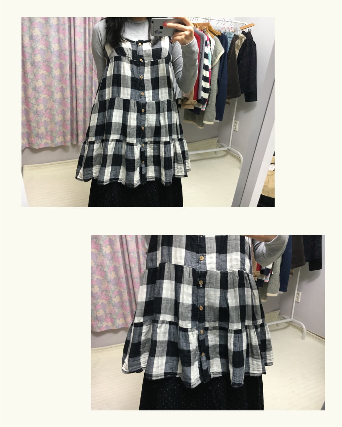 블랙 체크 슬리브리스 상품이미지5