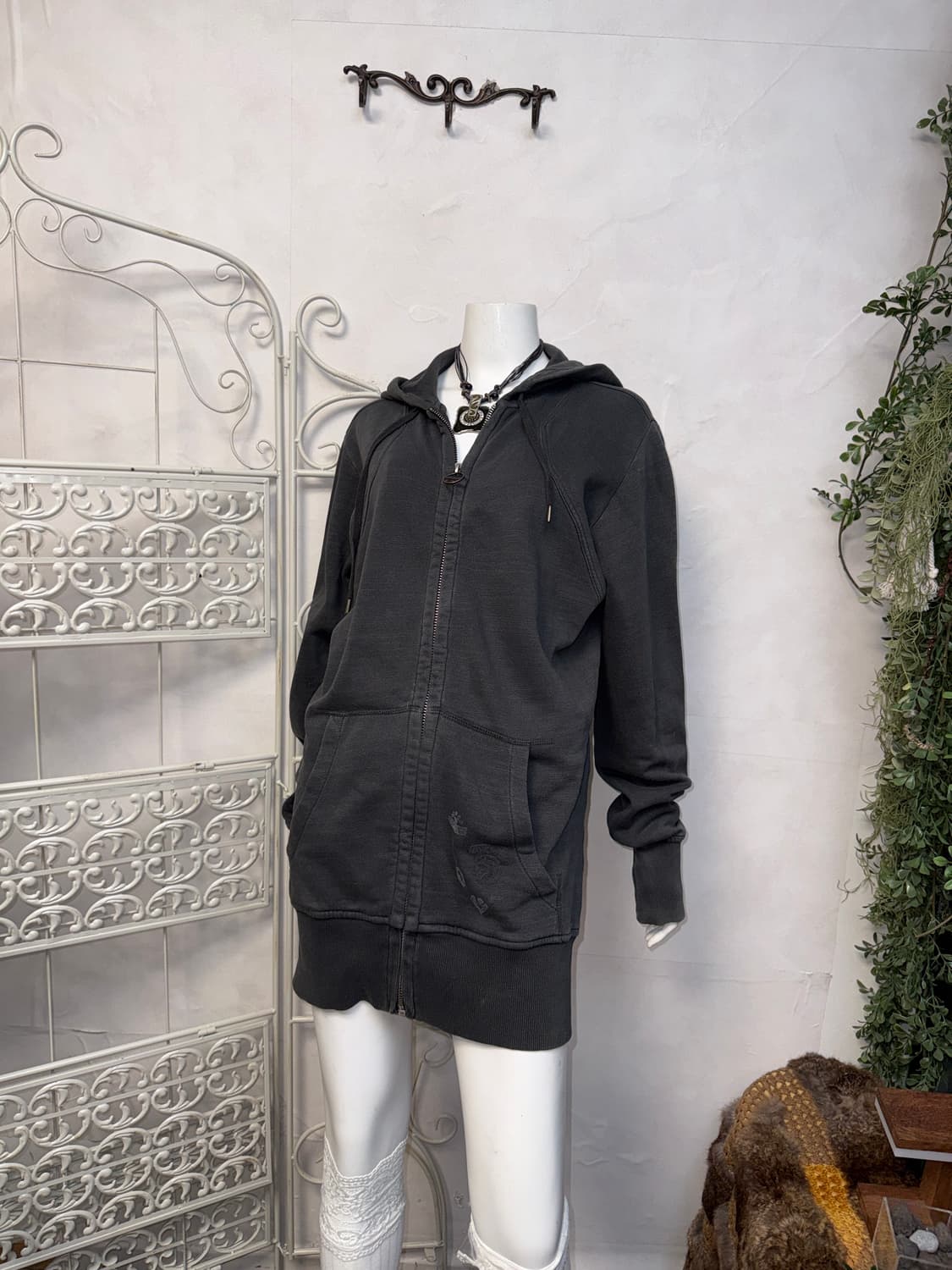 DIESEL charcoal washing long hood zipup 상품이미지2