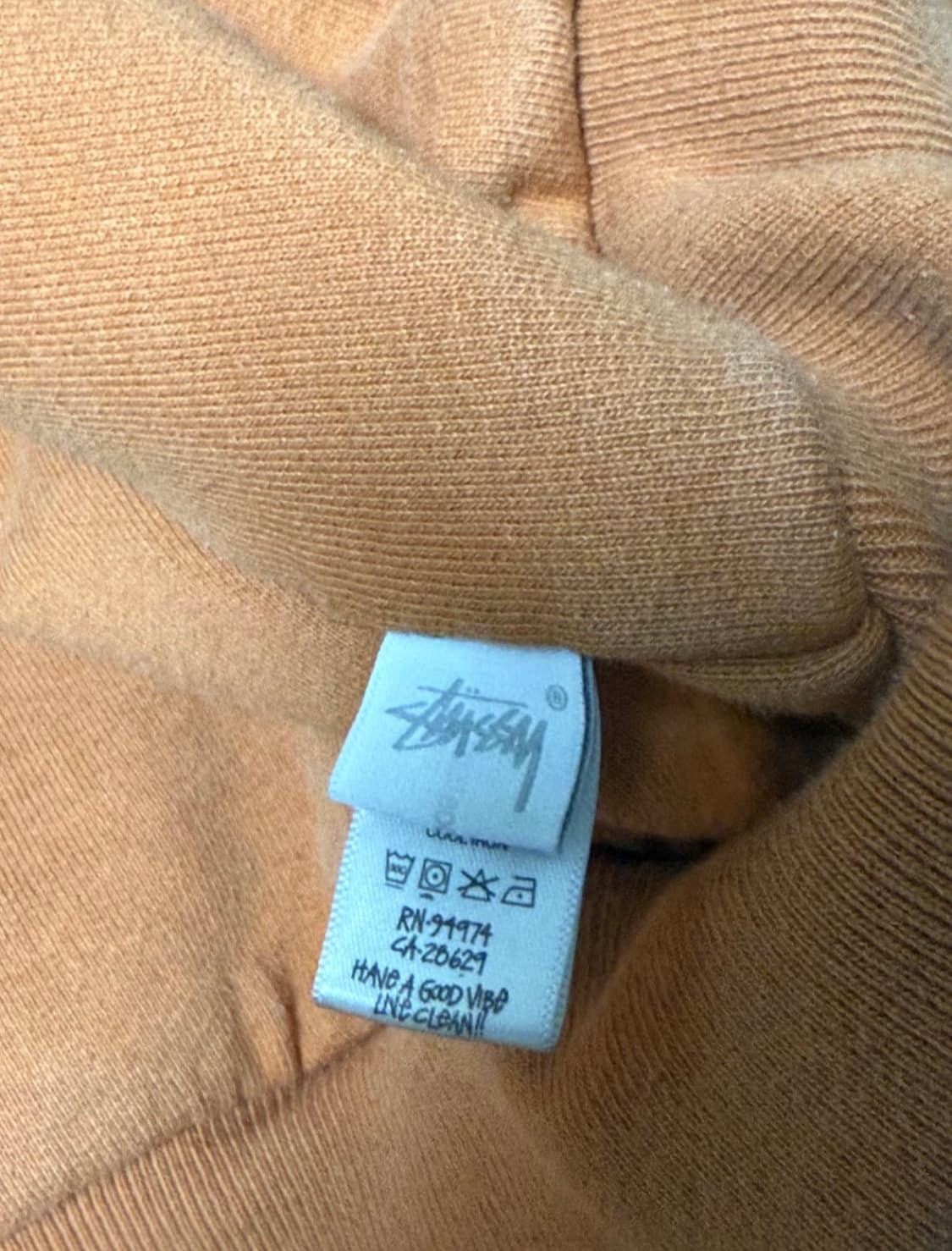 Stussy [XL] 스투시 오렌지브라운 스티치 후드 집업 (투웨이 지퍼 상품이미지3