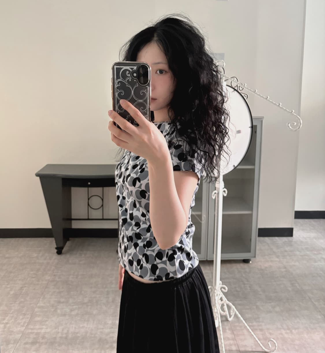 retro dot print top 상품이미지1