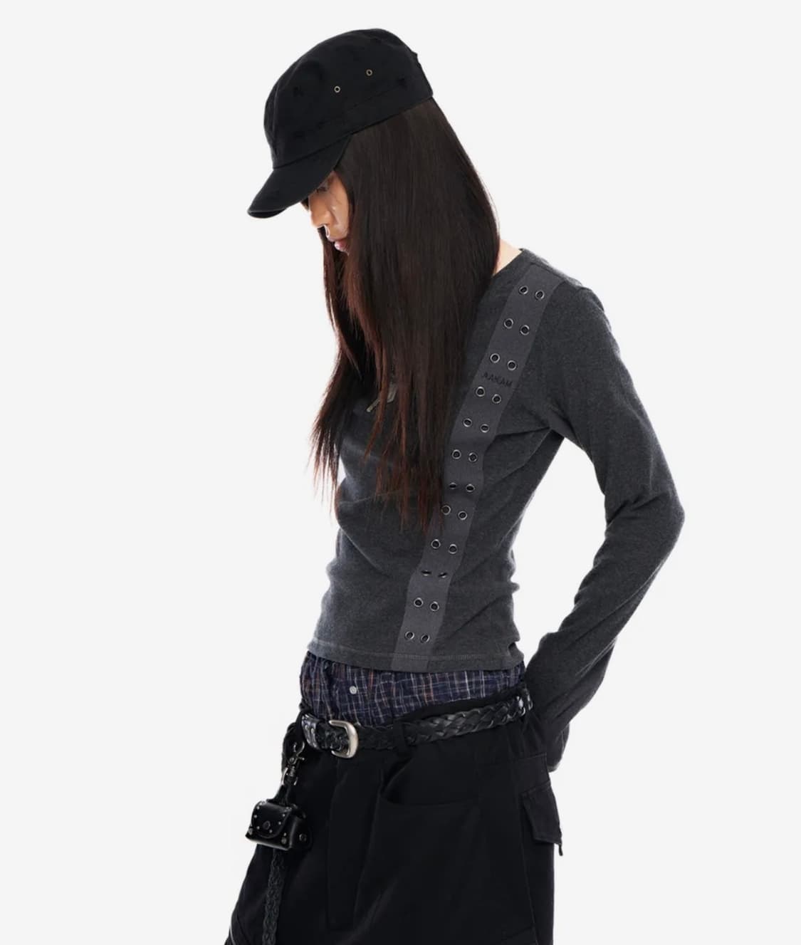 아캄 사이드 아일렛 롱슬리브 다크그레이 1사이즈 상품이미지2