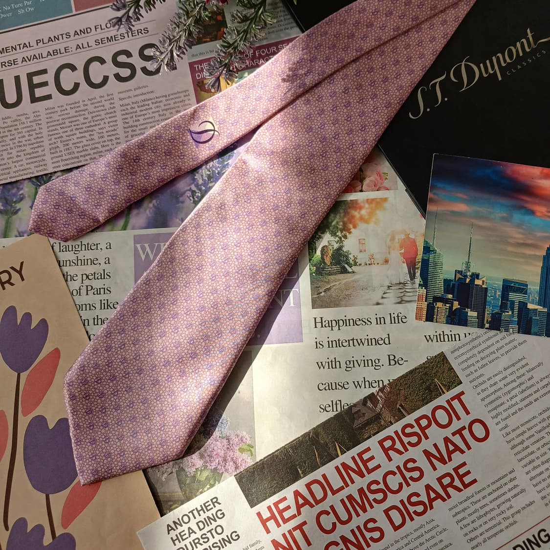 듀퐁 실크 바이올렛 로고 패턴 넥타이 8.6cm A등급 A19210
 상품이미지3
