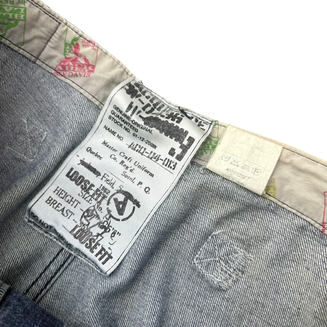 벤데이비슨 빈티지 비죠 백포켓 디테일 중청 워싱 데님 와이드팬츠 상품이미지8