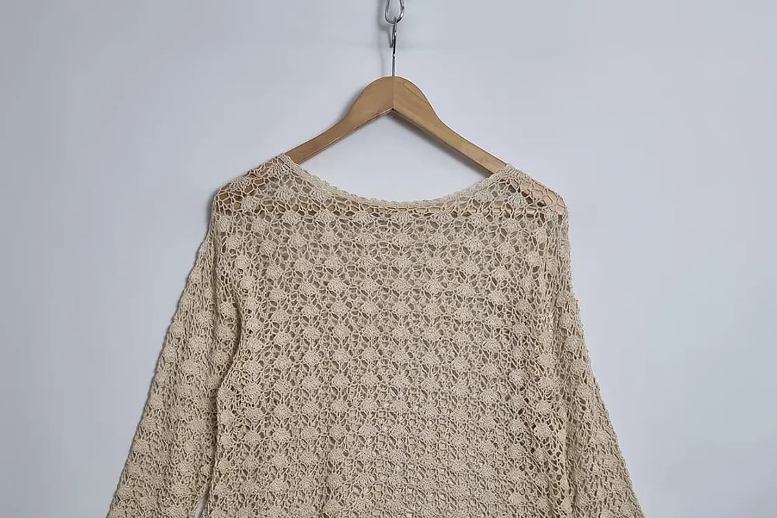 JPN 베이지 뜨개 블라우스 [M] 코튼 100% 상품이미지3