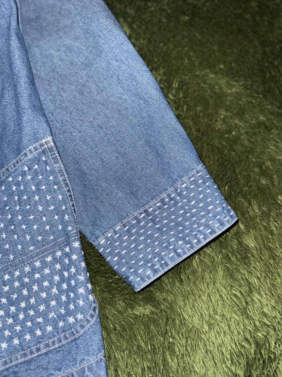 [L] 그라미치 재패니즈 보로 사시코 데님 커버올 자켓 상품이미지8