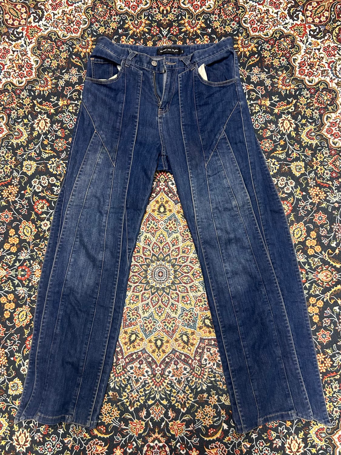 유니크 절개 디테일 스판 데님 팬츠 상품이미지1