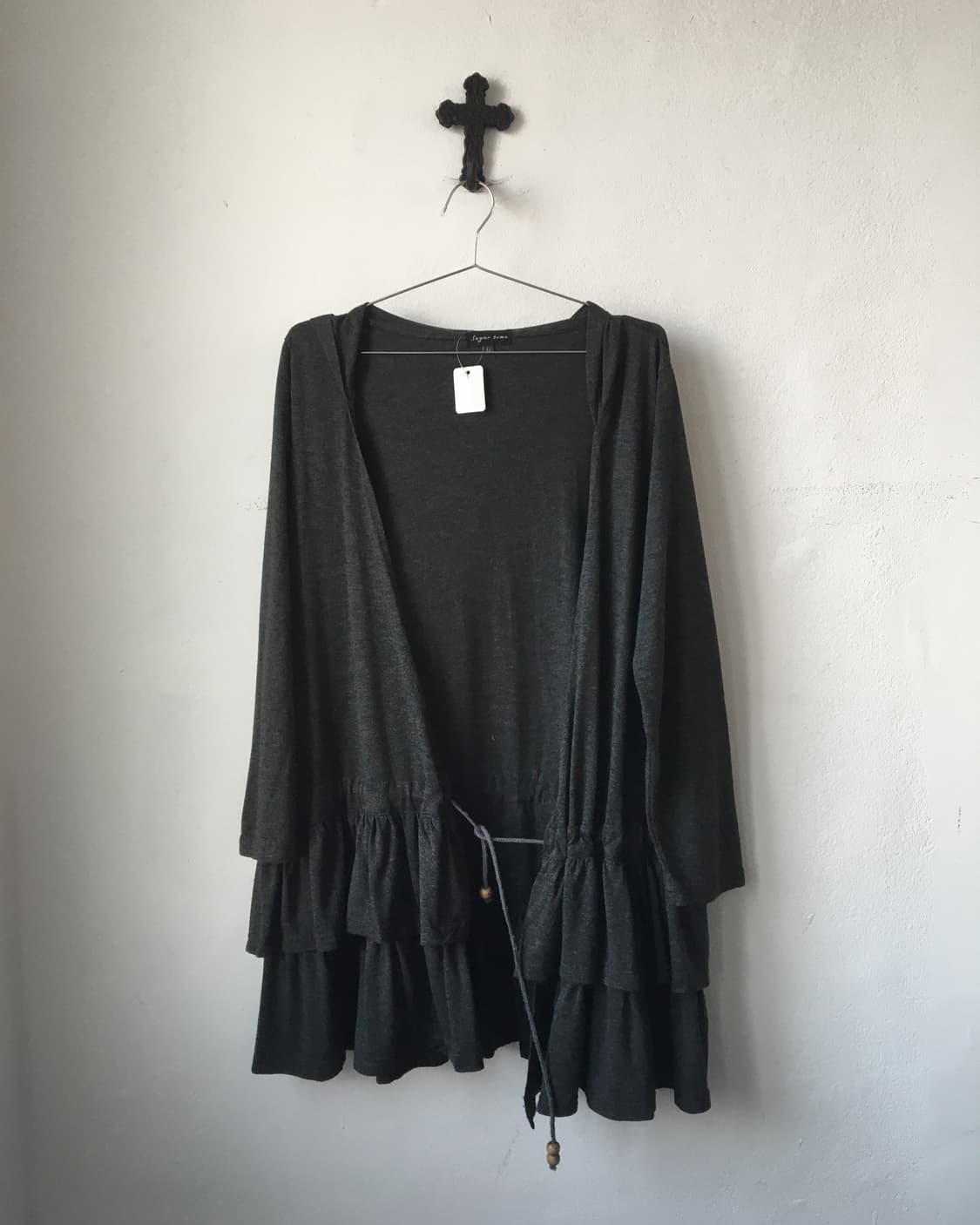 Frill point hood open cardigan 상품이미지2