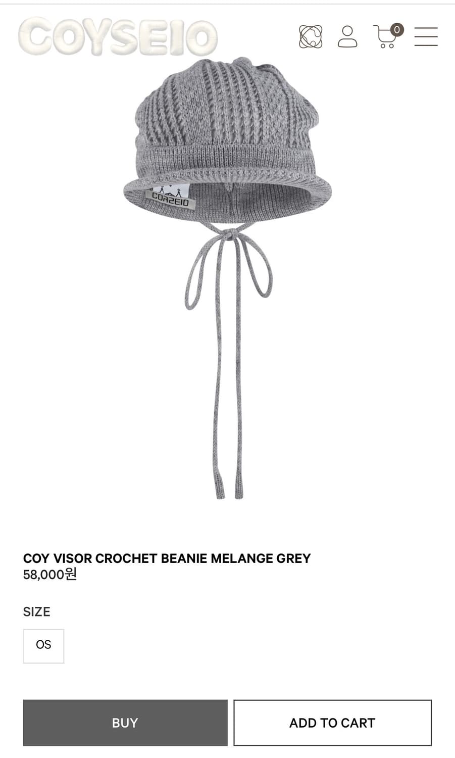 코이세이오 코이 바이저 크로셰 비니 멜란지 그레이 상품이미지1
