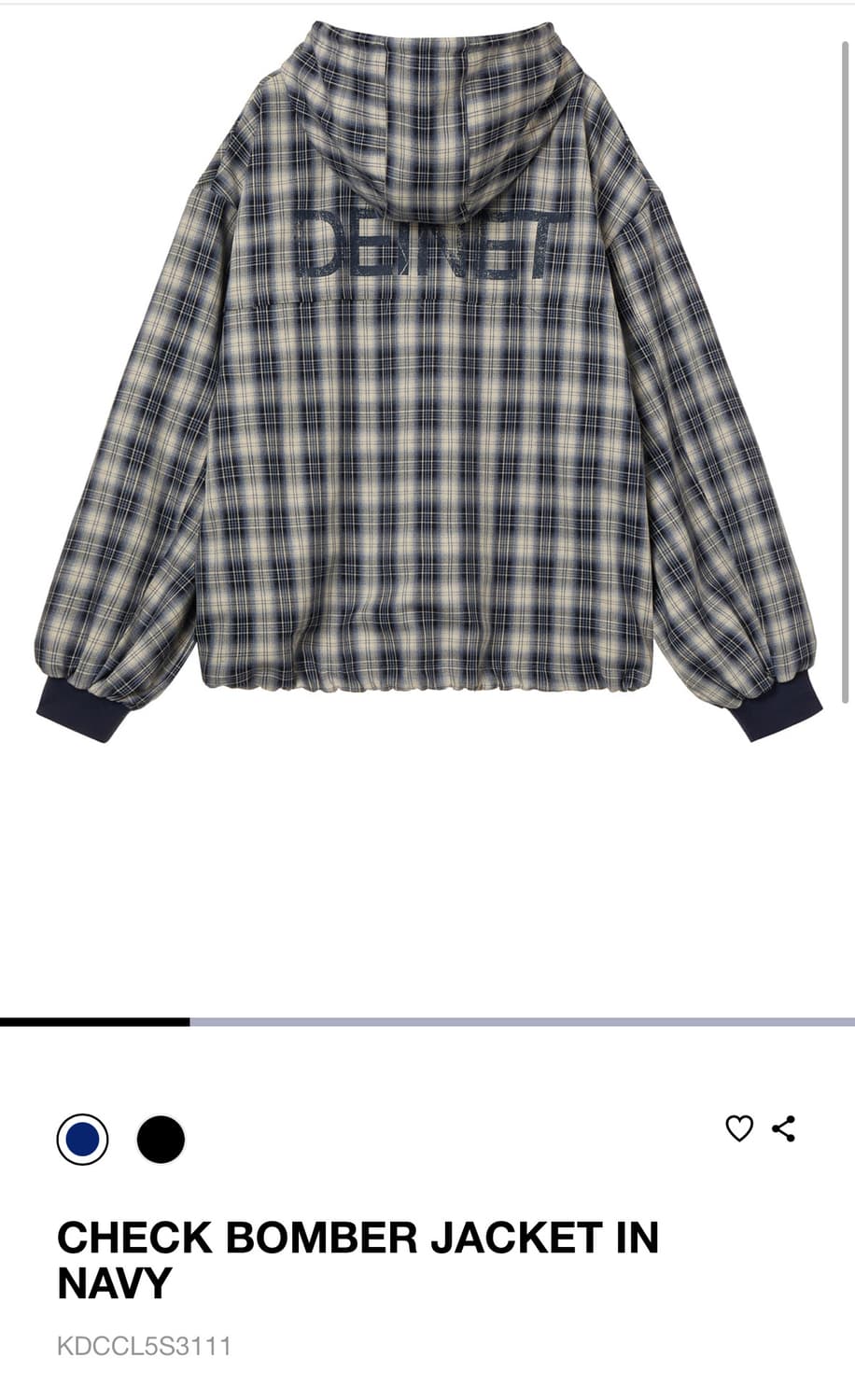 DEINET CHECK BOMBER JACKET IN NAVY 상품이미지3
