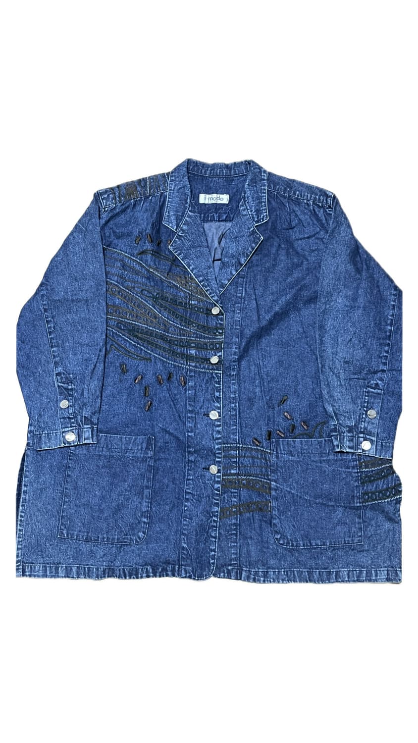 오버사이즈 자수 데님 재킷 상품이미지1