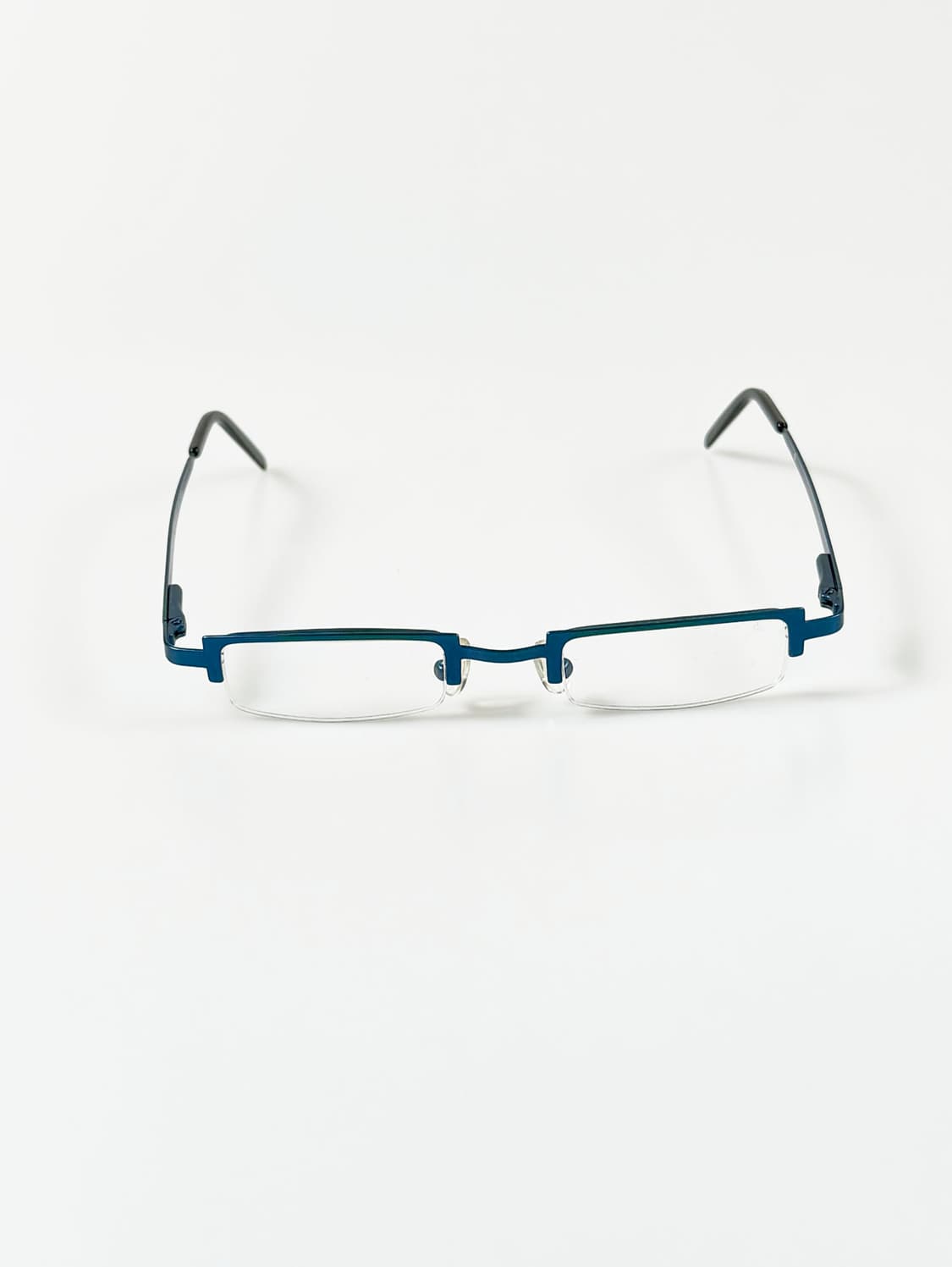 90s 유럽제 LES OPTICIENS 블루 반무테 빈티지 안경 상품이미지1