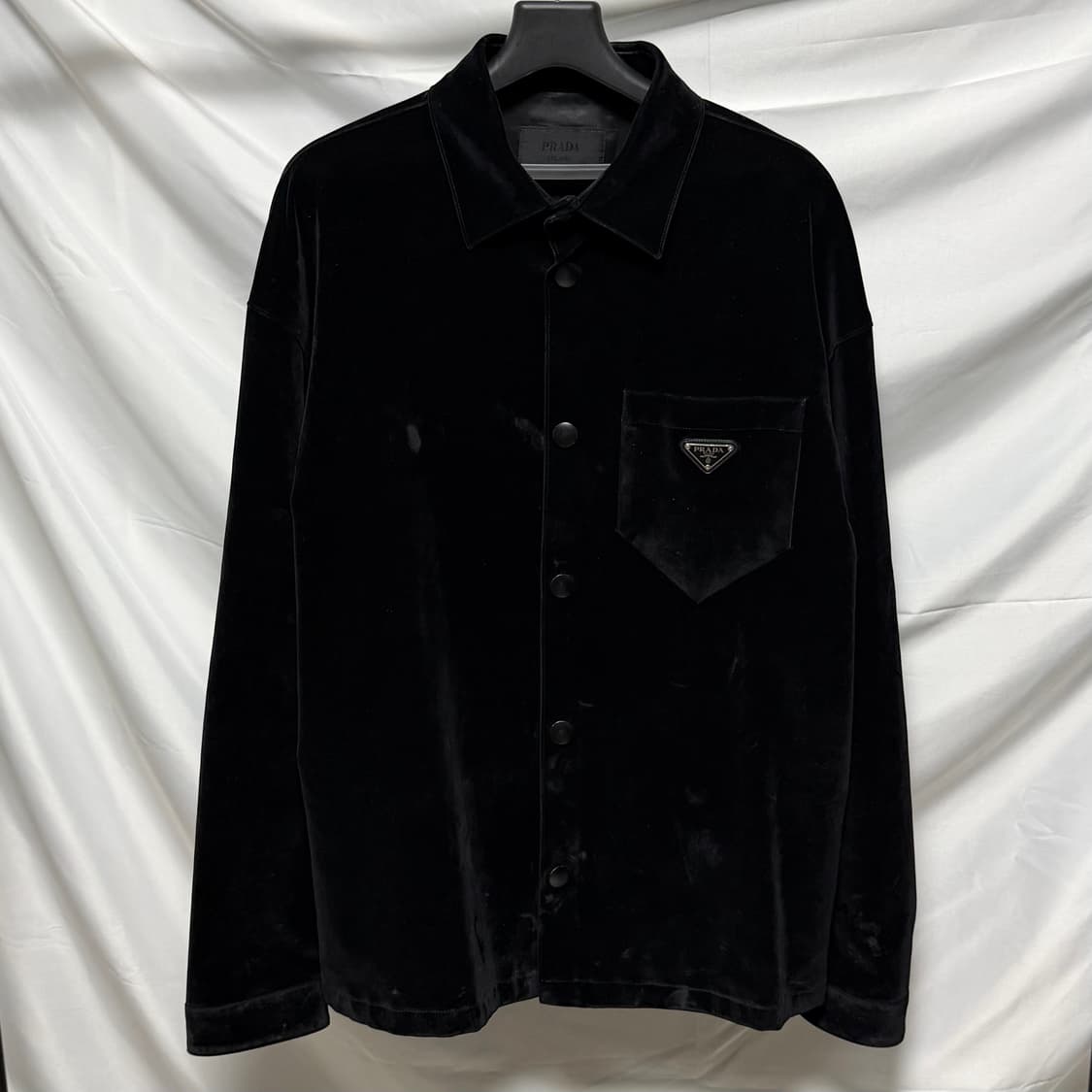 [S급/XL] 프라다 벨벳 셔츠 자켓 블랙 상품이미지1