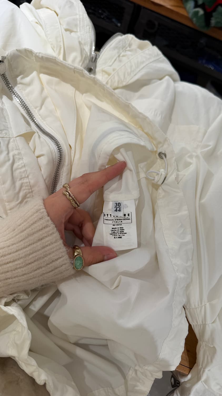 설비노 화이트 나일론 게더링 슬리브 후디 자켓 상품이미지9