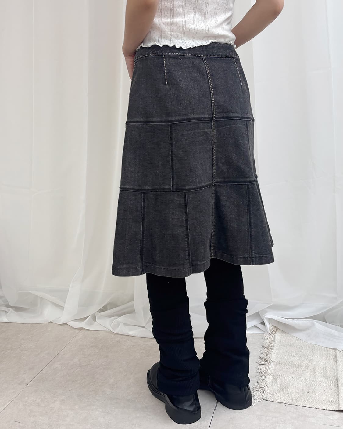 Sonia Rykiel 스퀘어 패치워크 A라인 데님 스커트 상품이미지10