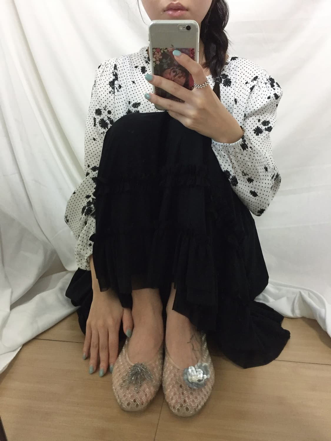 꽃 도트 블라우스 상품이미지5