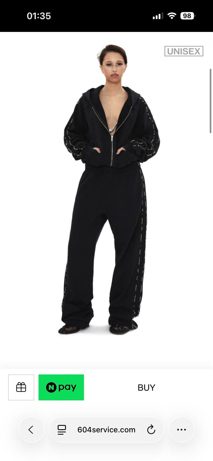 BEADED TRACK PANTS IN PIGMENT BLAck 상품이미지2