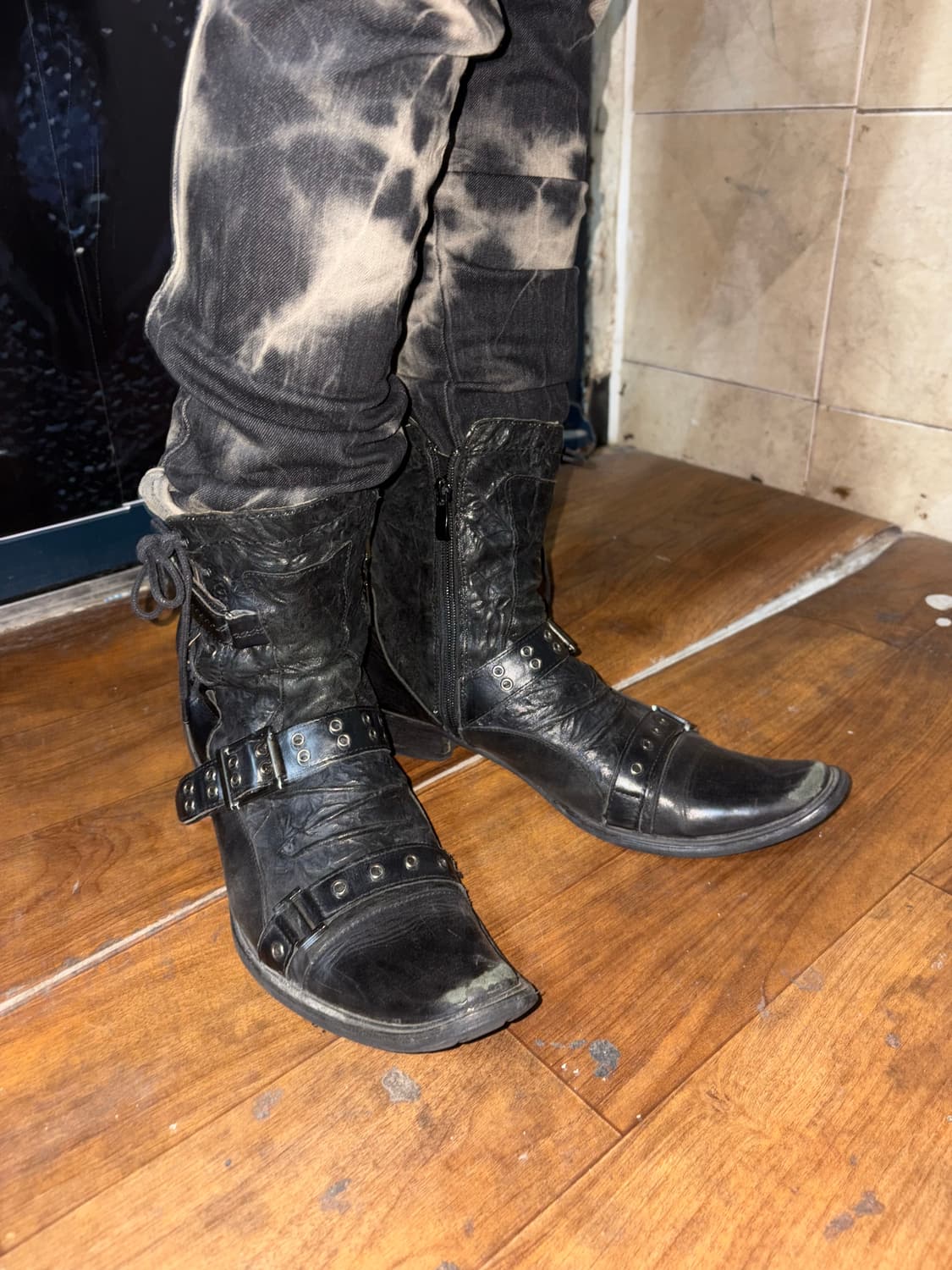 Red cover black western boots 상품이미지2