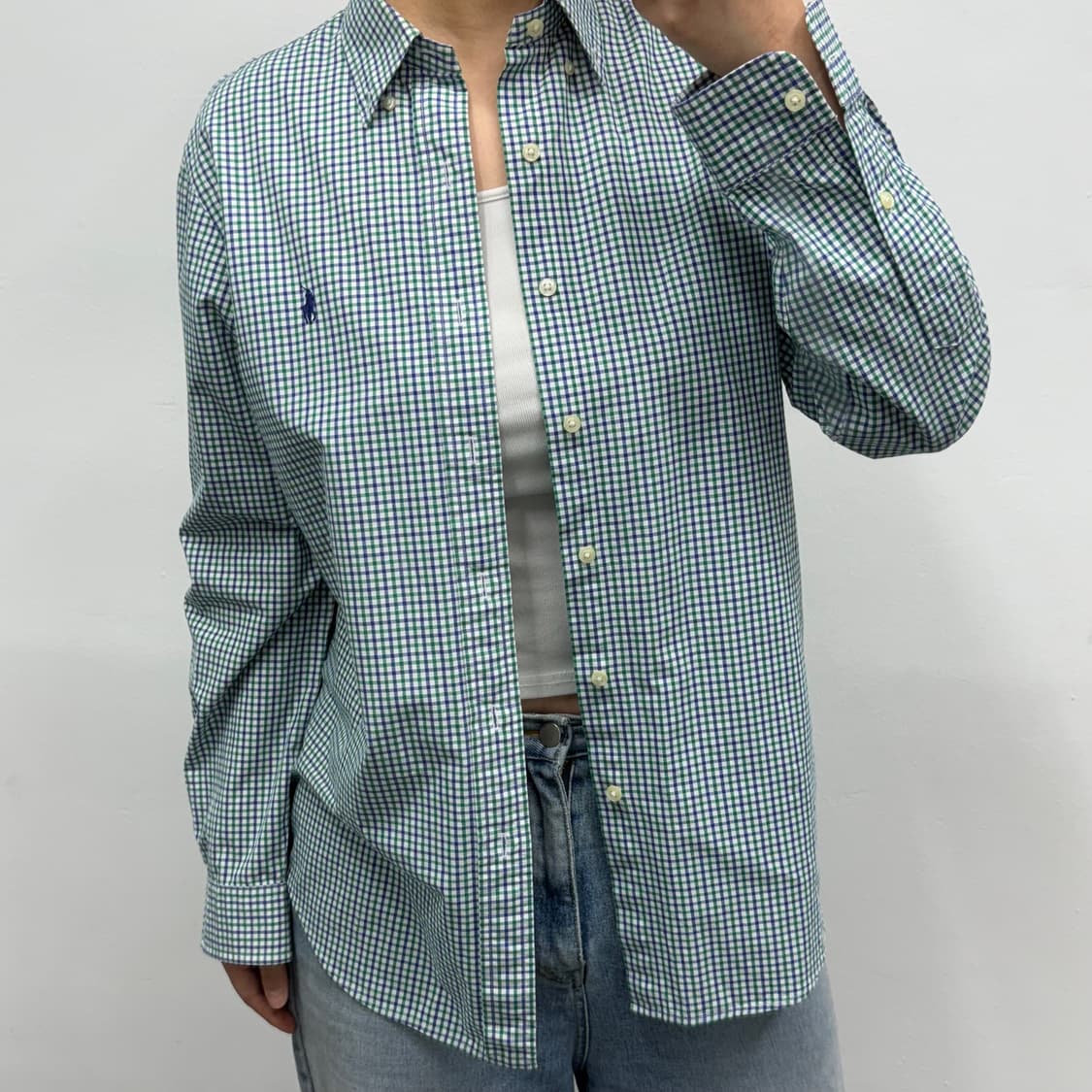 [M] 랄프로렌 그린블루 체크 셔츠 상품이미지1