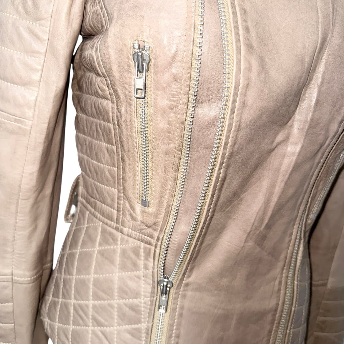 Nude Beige Sheep Skin Leather Jacket 상품이미지6