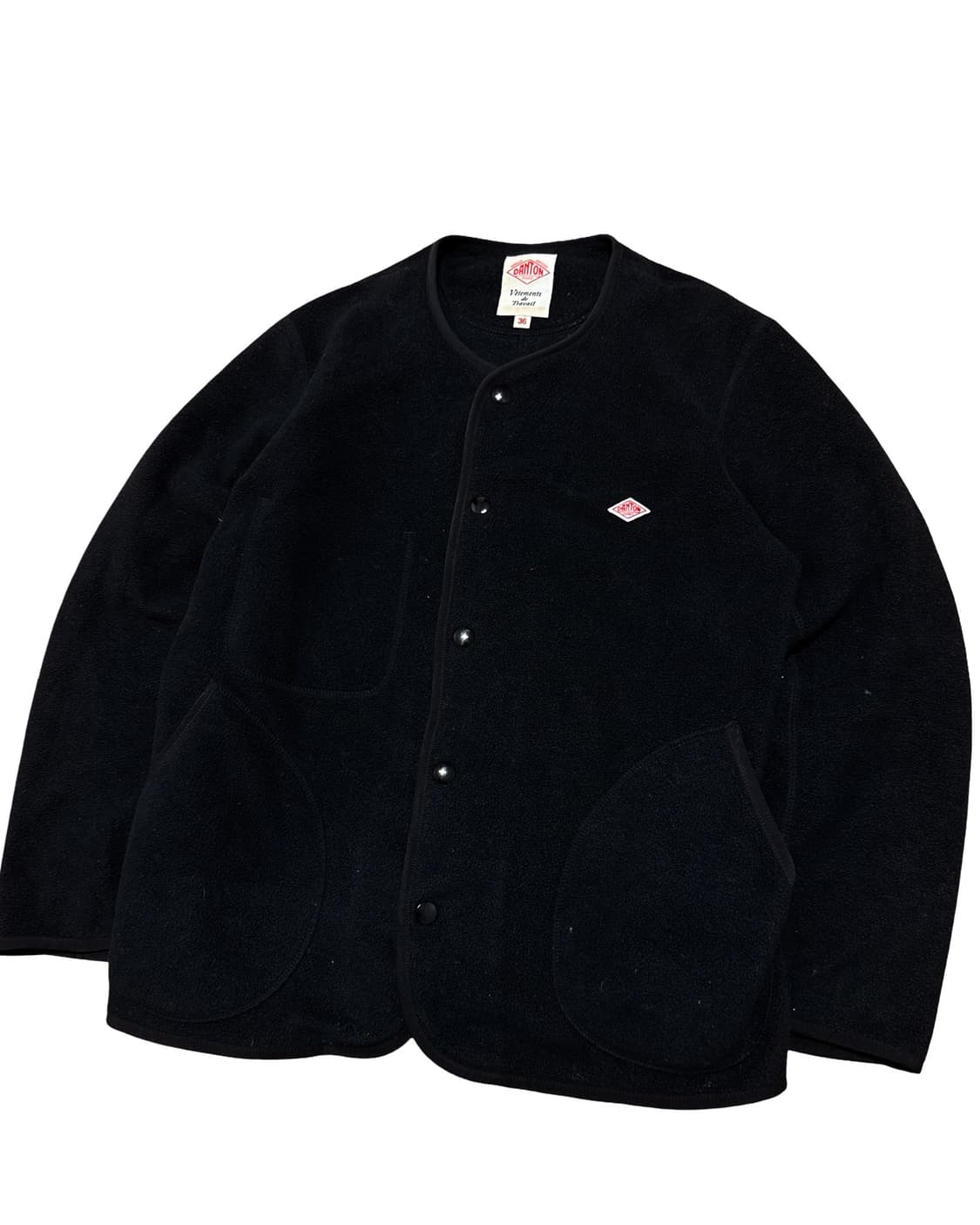 단톤 블랙 노카라 플리스 자켓 상품이미지3