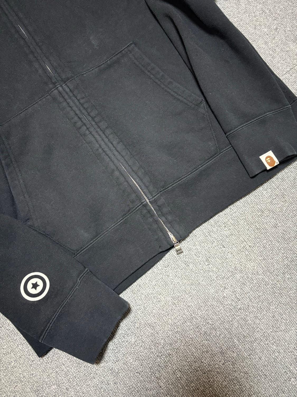 [L] 베이프 샤크 풀집업 더블후디 BK 상품이미지7