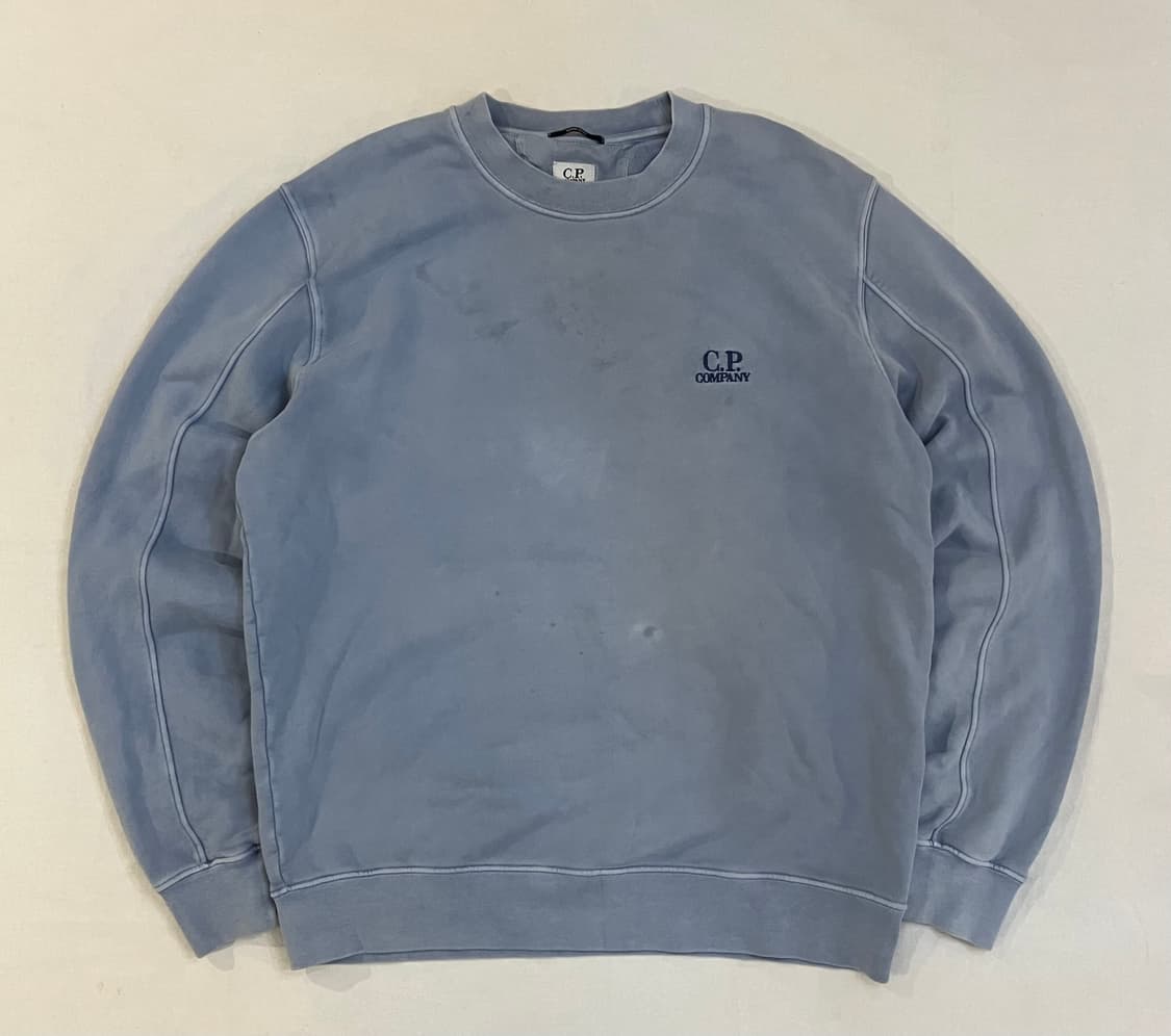 23FW CP 컴퍼니 자수로고 가먼트다잉 스웻셔츠 리비에라 블루 상품이미지1