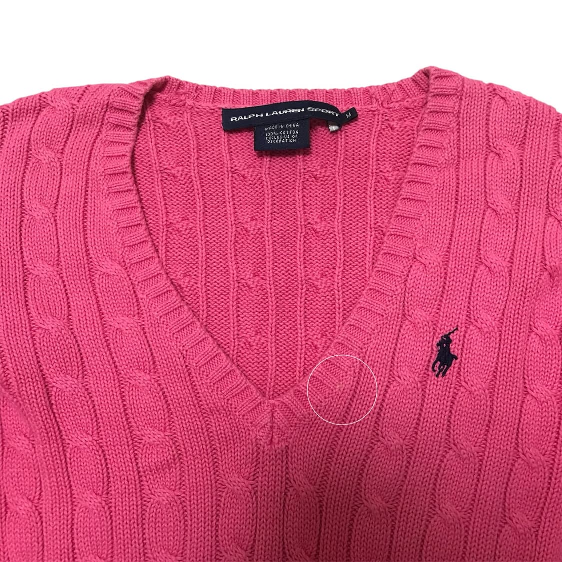 폴로 랄프 로렌 스포츠 브이넥 케이블 니트 핑크 상품이미지4