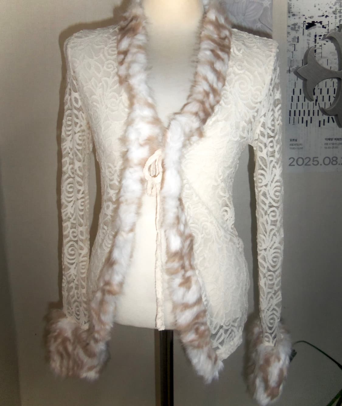 Lace Fur Trim Cardigan 상품이미지3