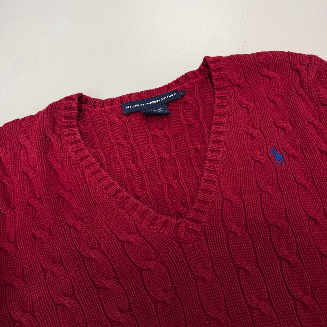 폴로 포니 꽈배기 니트 레드 상품이미지3