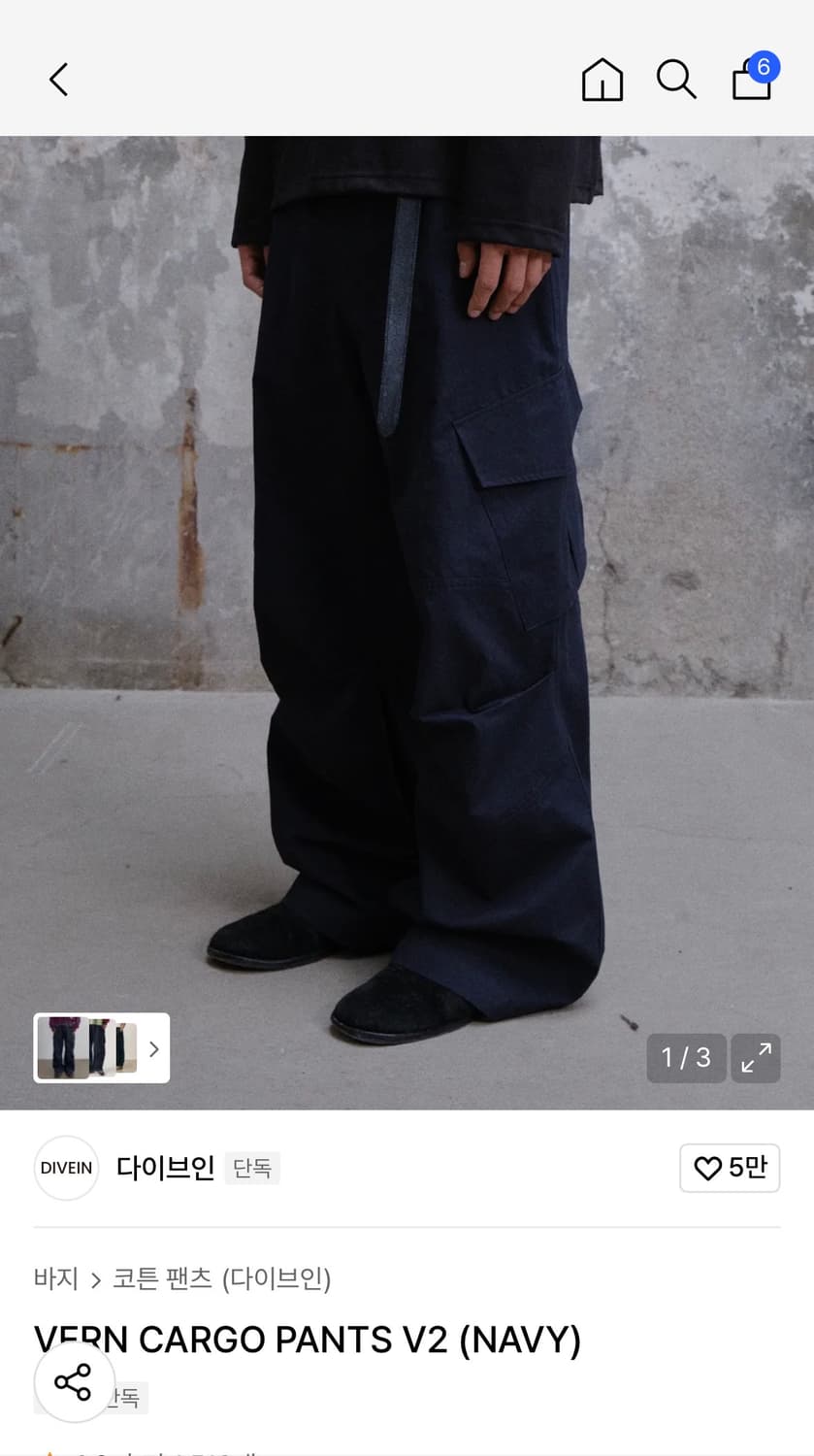 다이브인 베른 카고 팬츠 VERN CARGO PANTS V2 (NAVY) 상품이미지3