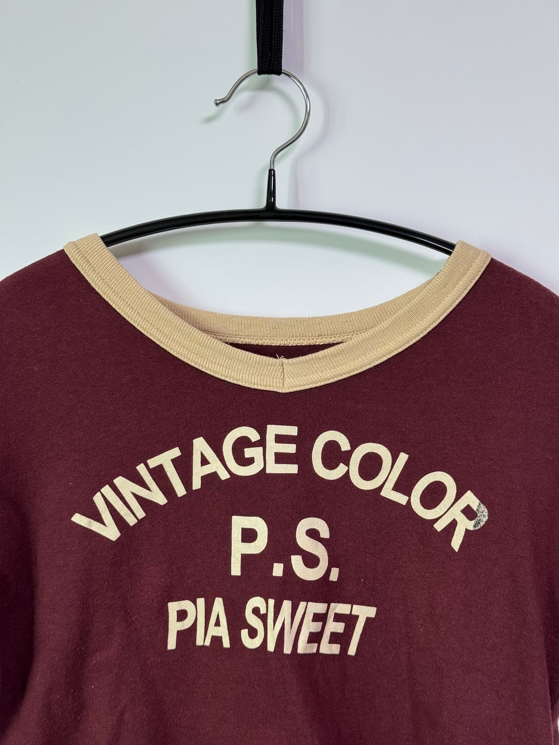 일본 여성 빈티지 버건디 티셔츠 s 상품이미지2