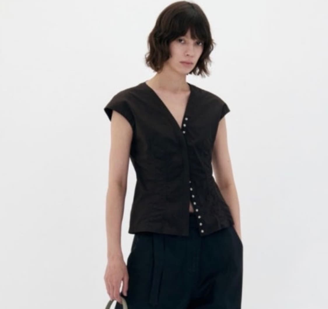 로우클래식 캡 슬리브 셔츠 브라운 상품이미지1