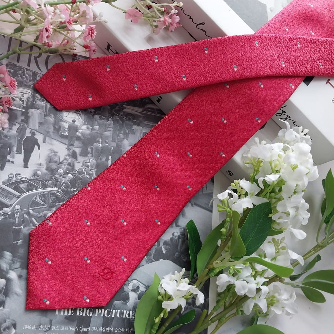 듀퐁 실크 핫핑크 도트 패턴 넥타이 8cm S~A+등급 K2464
 상품이미지3