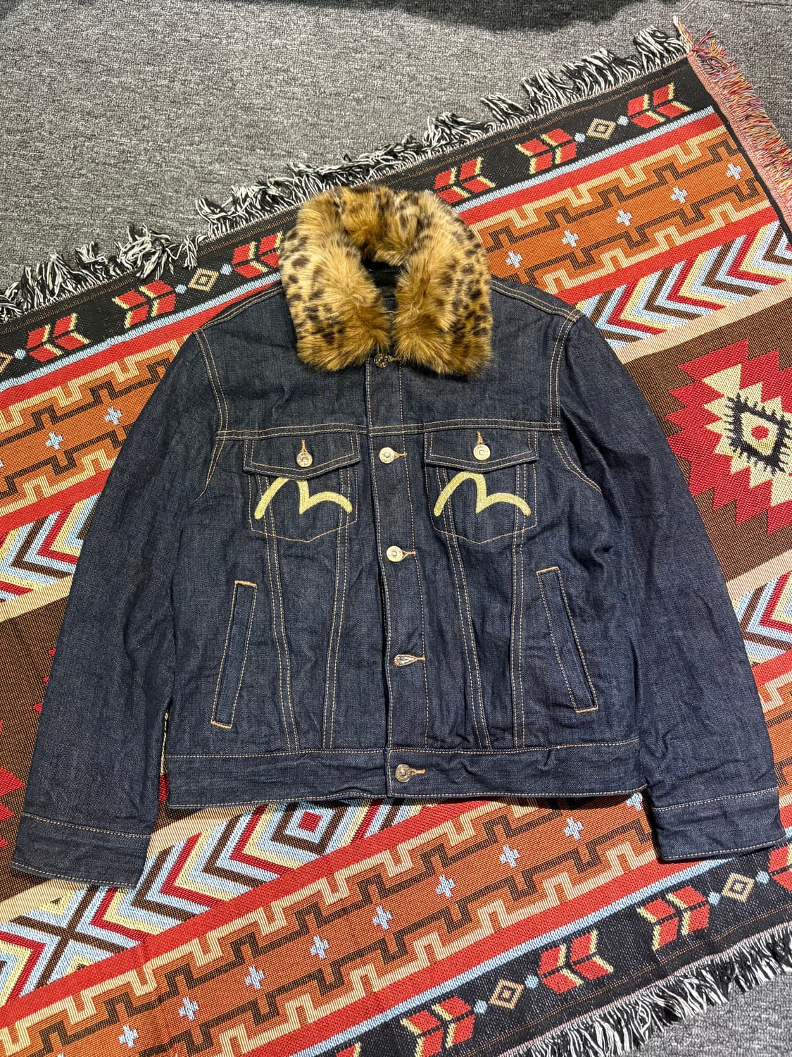 에비수 레오파드 퍼 데님자켓 상품이미지1