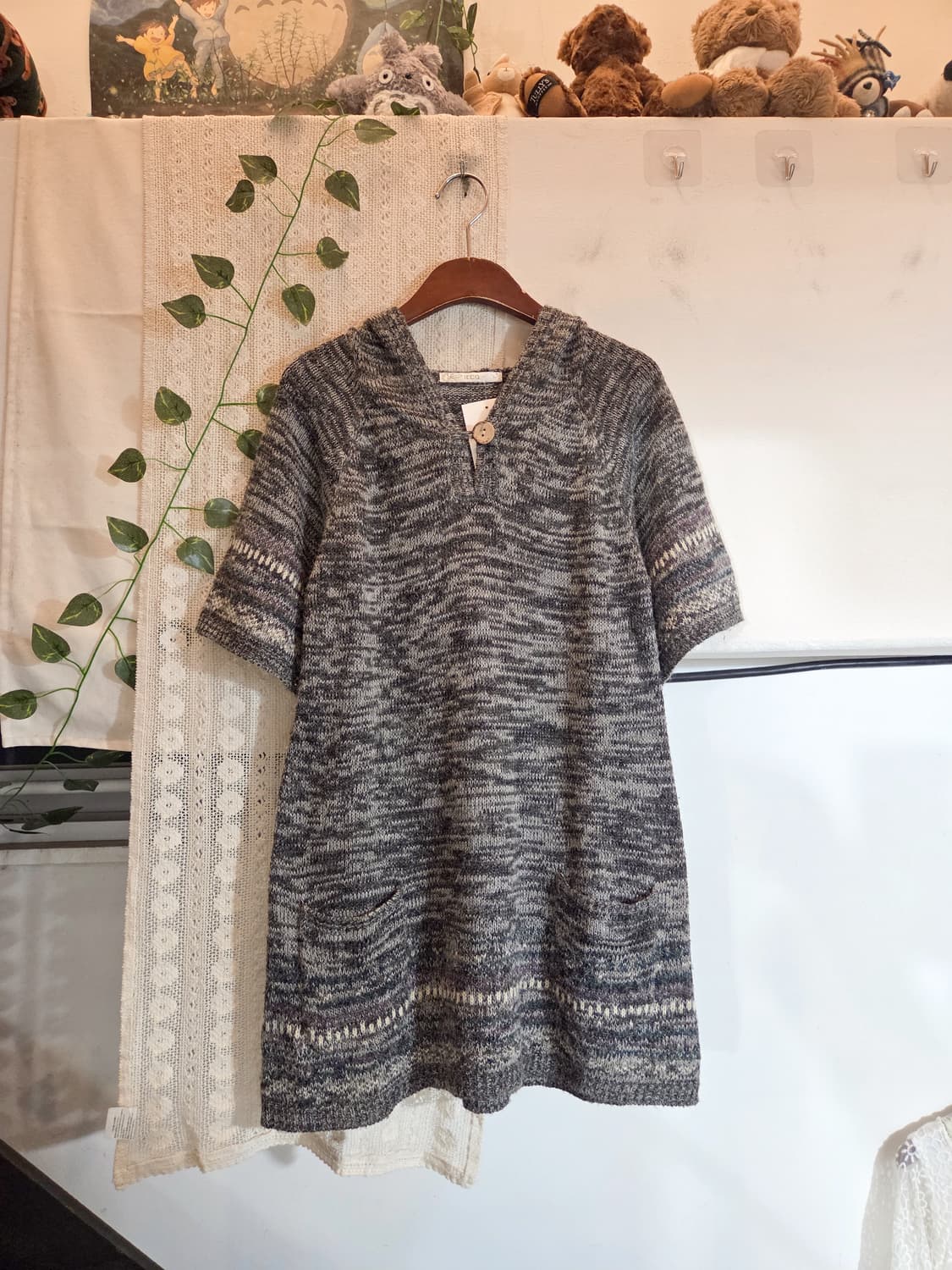 ikka 에스닉 반팔 후드 니트 상품이미지1