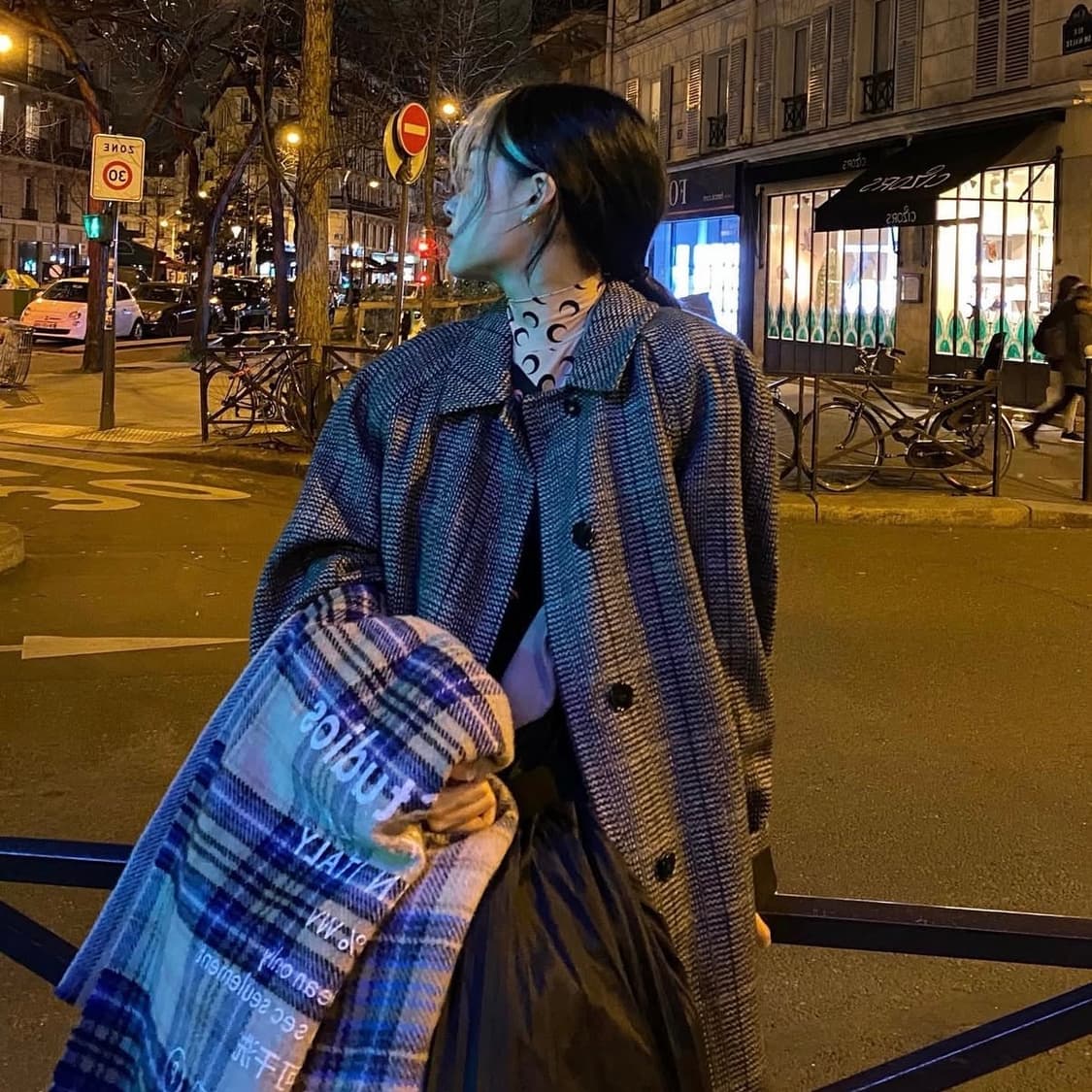 아크네 스튜디오 캐시어 체크 머플러 블루 베이지 상품이미지6